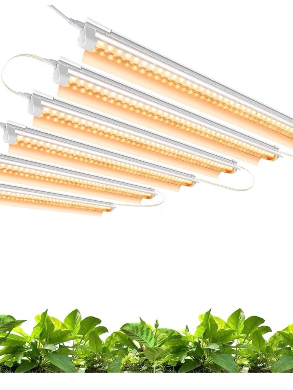 6PACK T8 25W LED Tube Grow Lights for Indoor Plants 2FT Full Spectrum With Timer
